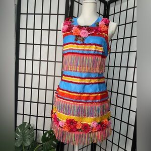 L'ATISTE Multicolor Floral Fringe Kids Dress